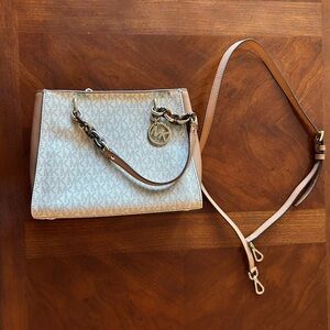 Michael Kors Cream and White Crossbody Bag with Gold Hardware